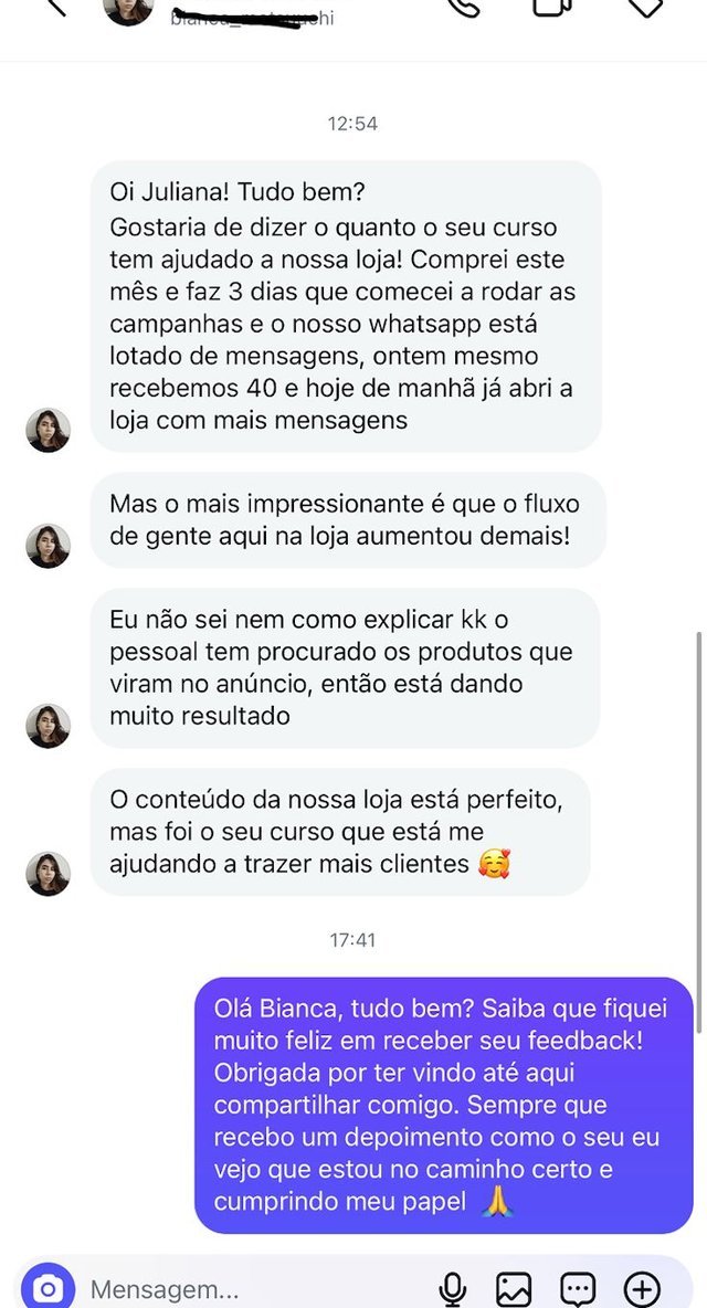 Depoimento da Bianca
