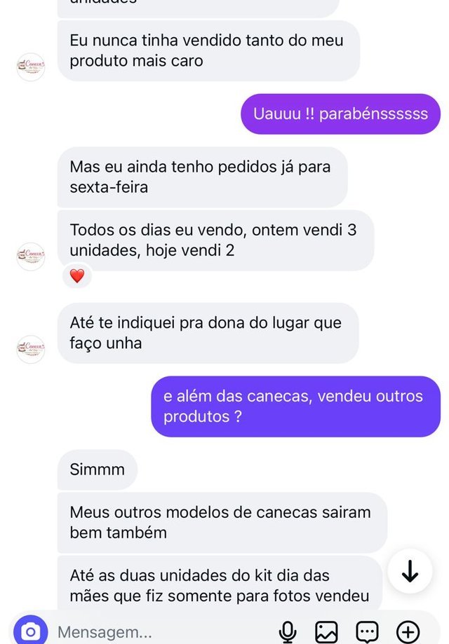 Depoimento loja de canecas